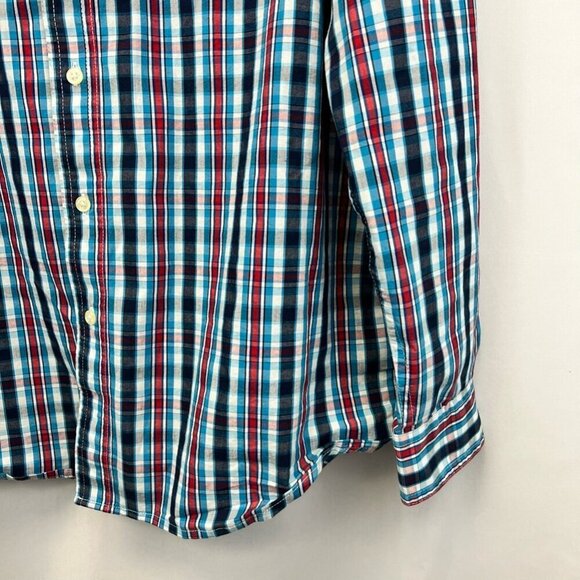 Chaps Mens Button Down Shirt Multicolor Plaid Long Sleeve Collar Pocket L - Picture 7 of 10